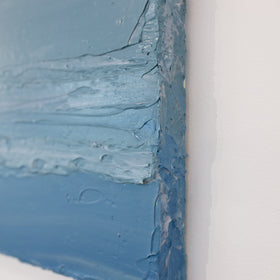 A close up view of the texture of the paint and sides of this Teodora Guererra painting.