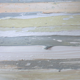 A detail of the very thick textured abstract painting called #Spring by Teodora Guererra.